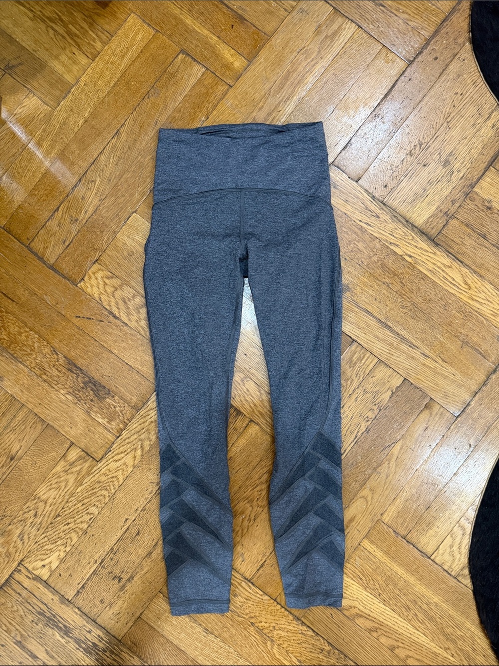 lululemon athletica High-Waist Charcoal Gray Leggings with Chevron Detail
